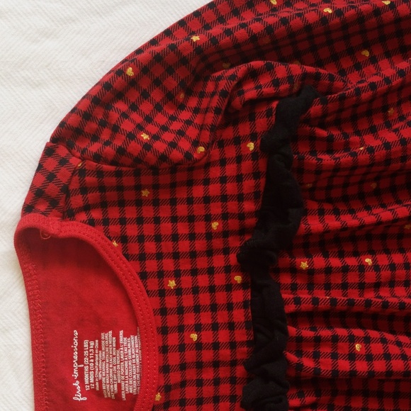 first impressions holiday plaid long sleeve swing top 12 months baby baby girl - Picture 3 of 4